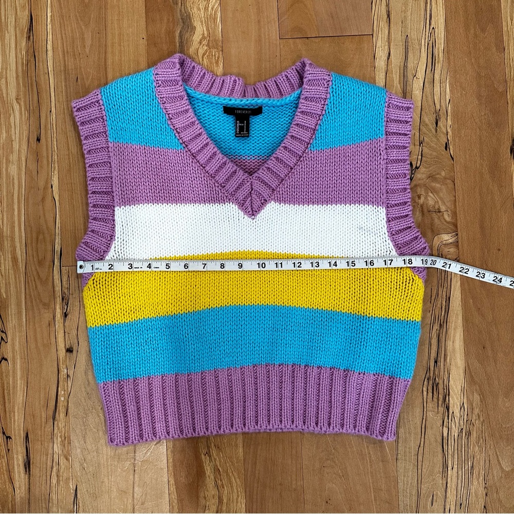 Forever 21 Purple Striped Sweater vest Size Small - Picture 8 of 12